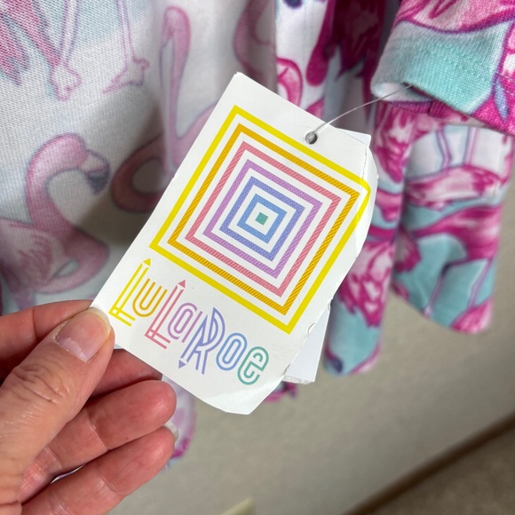 LuLaRoe Pink Flamingo Open Front Caroline Cardigan Sweater Women's Size XS - Picture 11 of 11